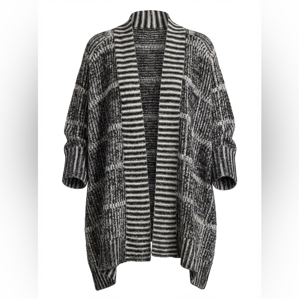 Alice + Olivia Wool Blend Nera Rib Knit Box Cardigan Size S
